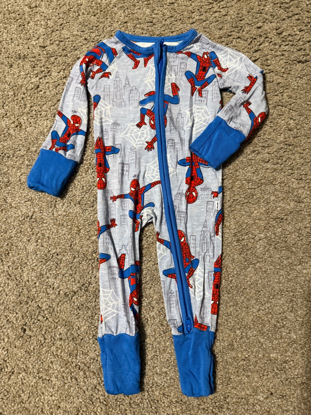 Little Sleepies spider man zippy